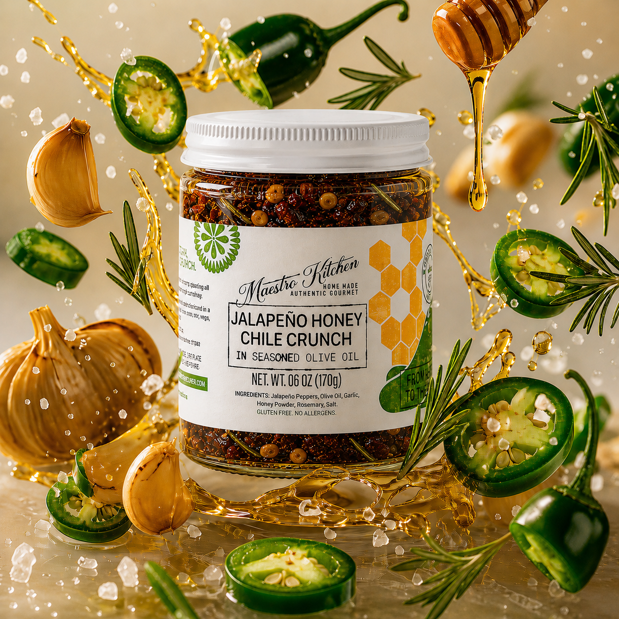 The 3 Pack Jalapeño-Honey Chile Crunch – Maestro Kitchen