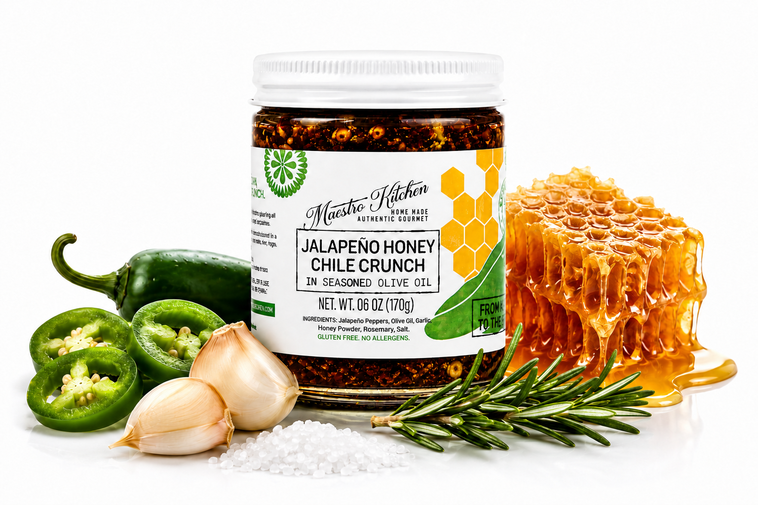 The 3 Pack Jalapeño-Honey Chile Crunch – Maestro Kitchen